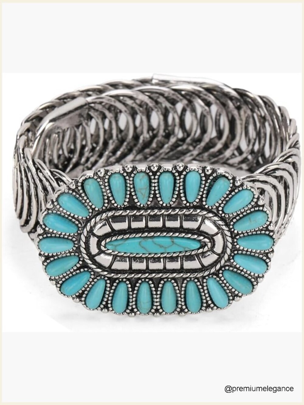 Boho Turquoise Cuff Bangle Bracelet Adjustable Western Jewelry